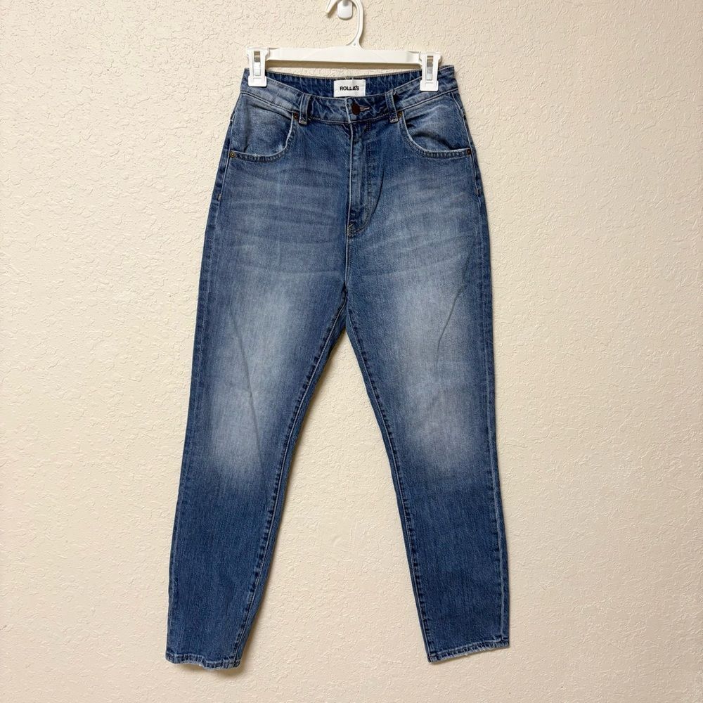 Rolla’s Jeans Womens Blue Denim Dusters High Rise Slim Straight Size 28